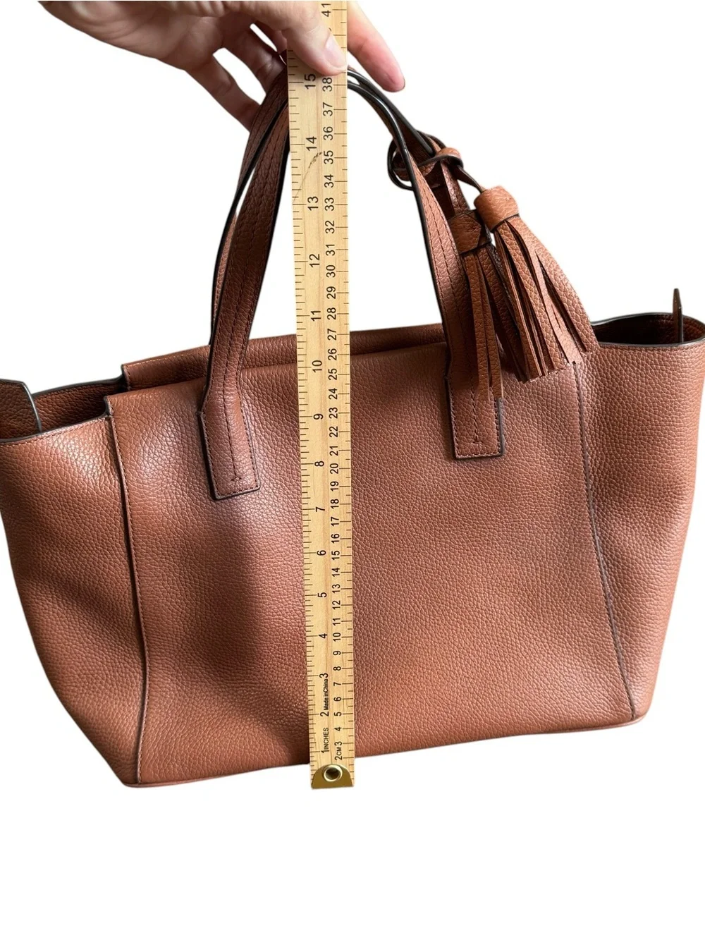 Tory Burch Cognac Leather Embossed Logo Shoulder Bag
